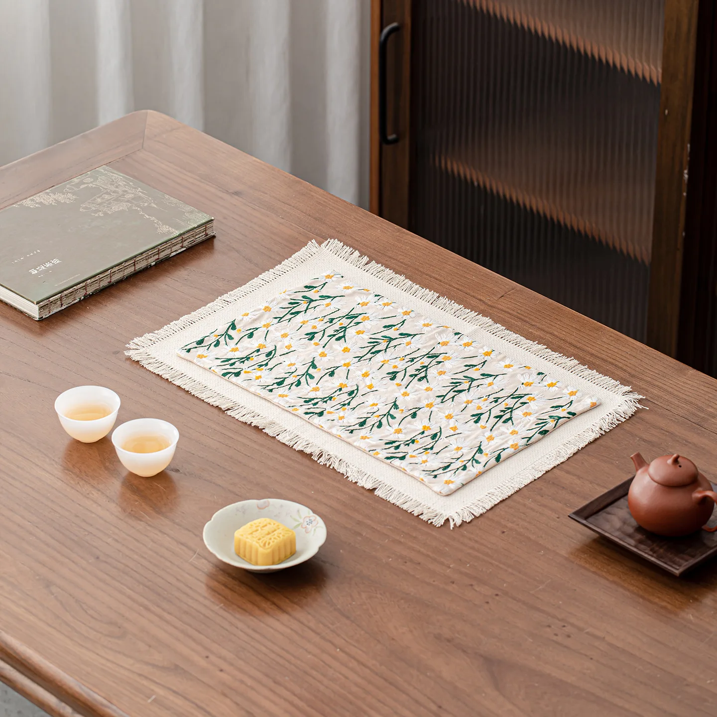 Chinoiserie Zen Tea Mat Satin Small Tea Mat High-end for Homewaterproof Double-sided Dry Soaking Tablecloth Mat Napkins