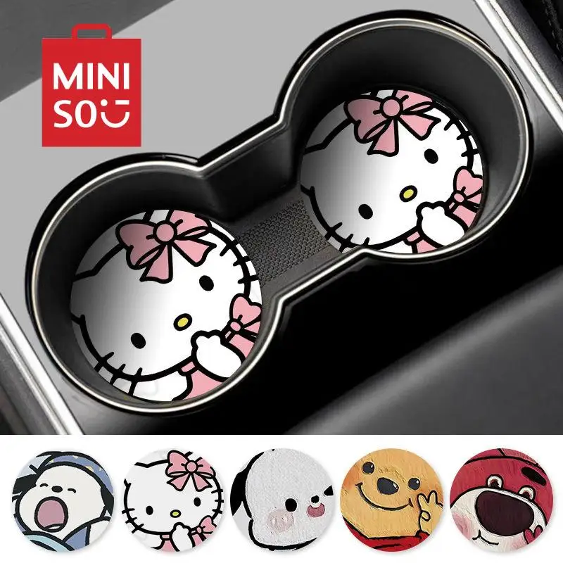 

Sanrio Hello Kitty Car Water Cup Pad Kawaii Anime Cartoon Car Interior Decoration Anti Slip Pad Storage Pad Car Accessories Gift