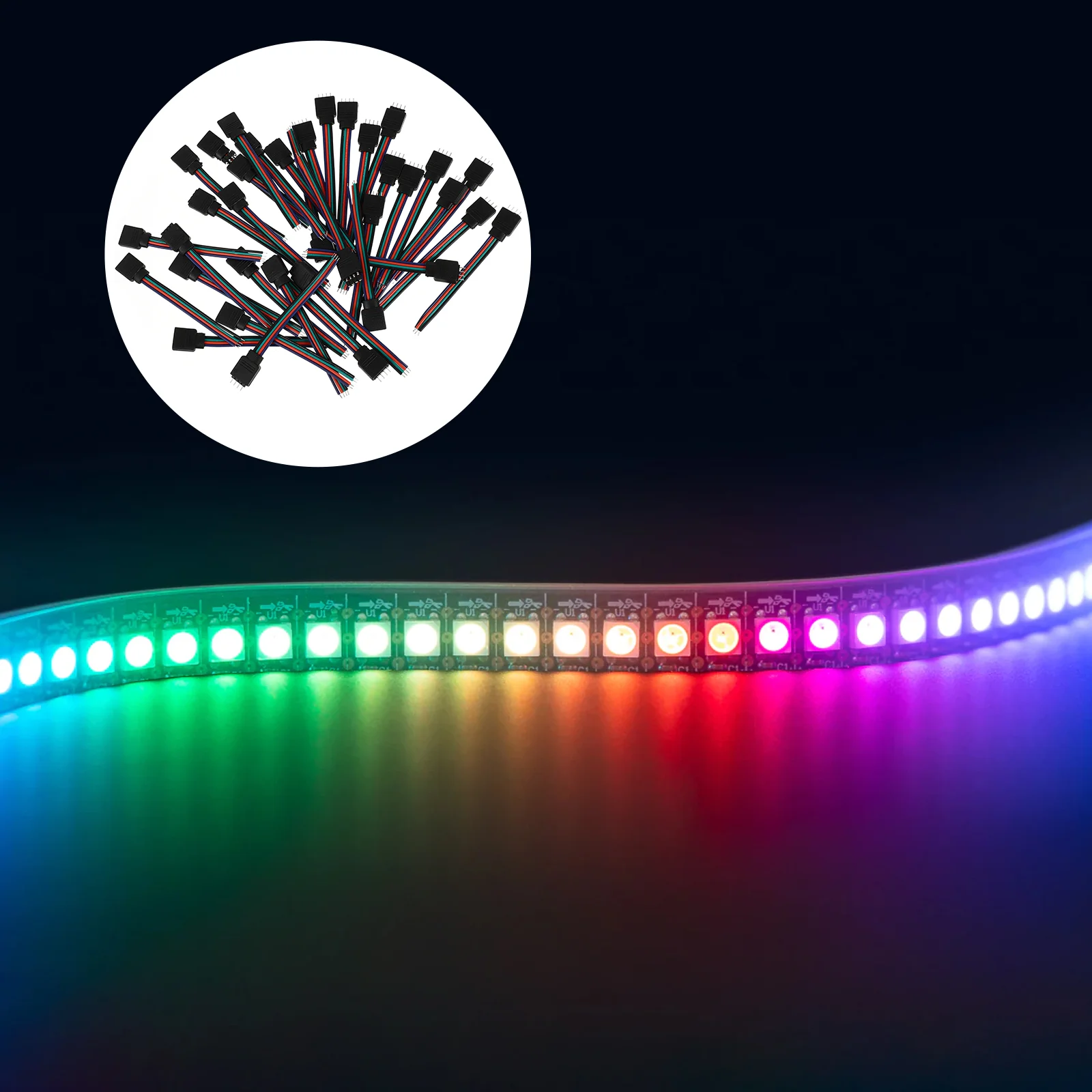 40 Pcs RGB Connector Double LED Strip Light Connectors Adapter Abs Wire Cable for Lights