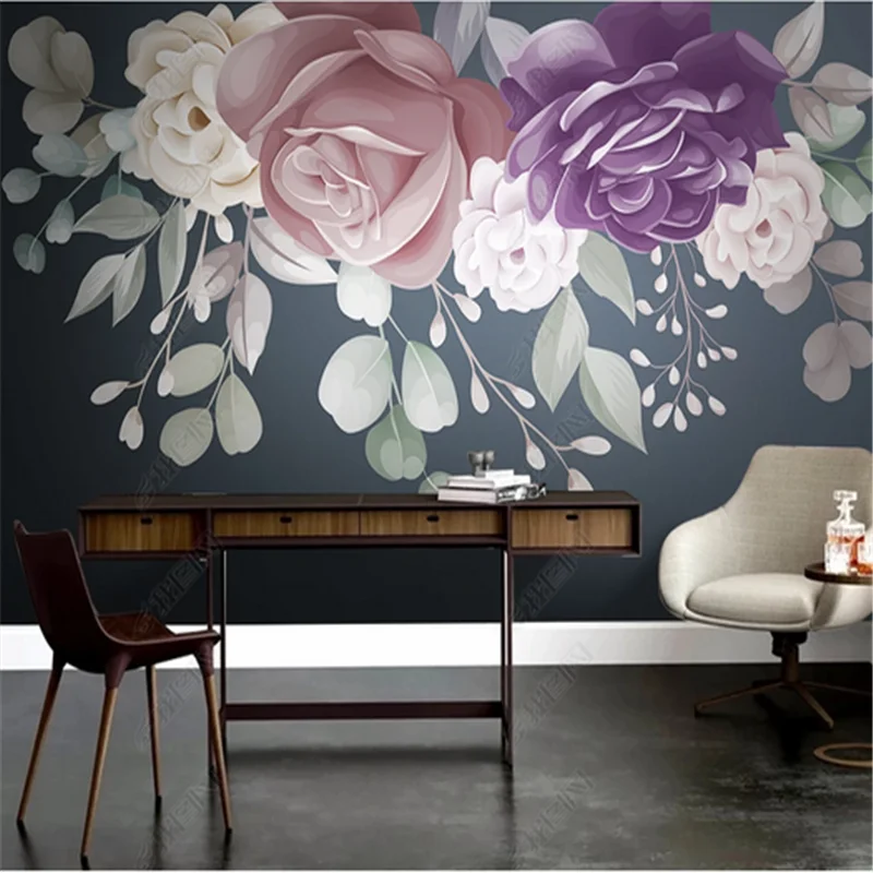 Murals Wallpapers Bedroom Nordics contracted plant flowers rural TV sofa background wall papers For Living Room Home Decor 3d