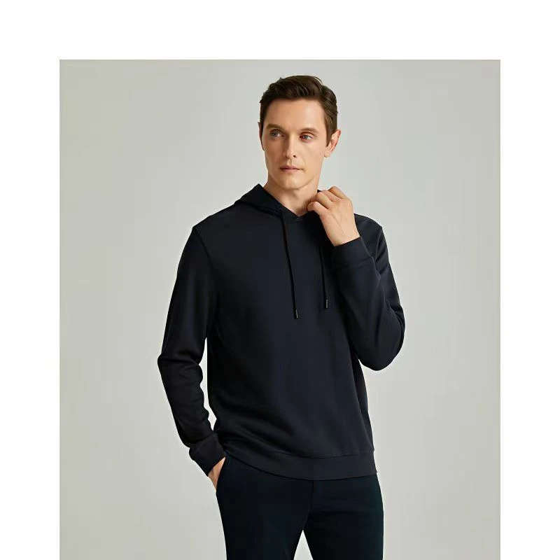 Fall/Winter New Men's 100% Pure Wool Sweater Hooded Jacket with Pocket Knitted Hood Wool Hooded Sweater