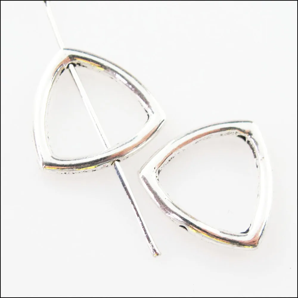 30Pcs Tibetan Silver Triangle Circle Spacer Frame Beads Charms 15mm