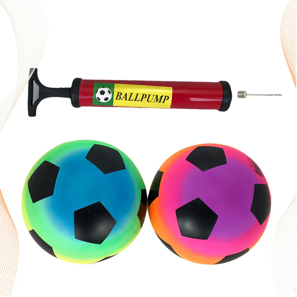 

2Pcs Inflatable Football Ball Funny Bright Colorful Design Lightweight for Kids Group Playing Gift PVC Plaything