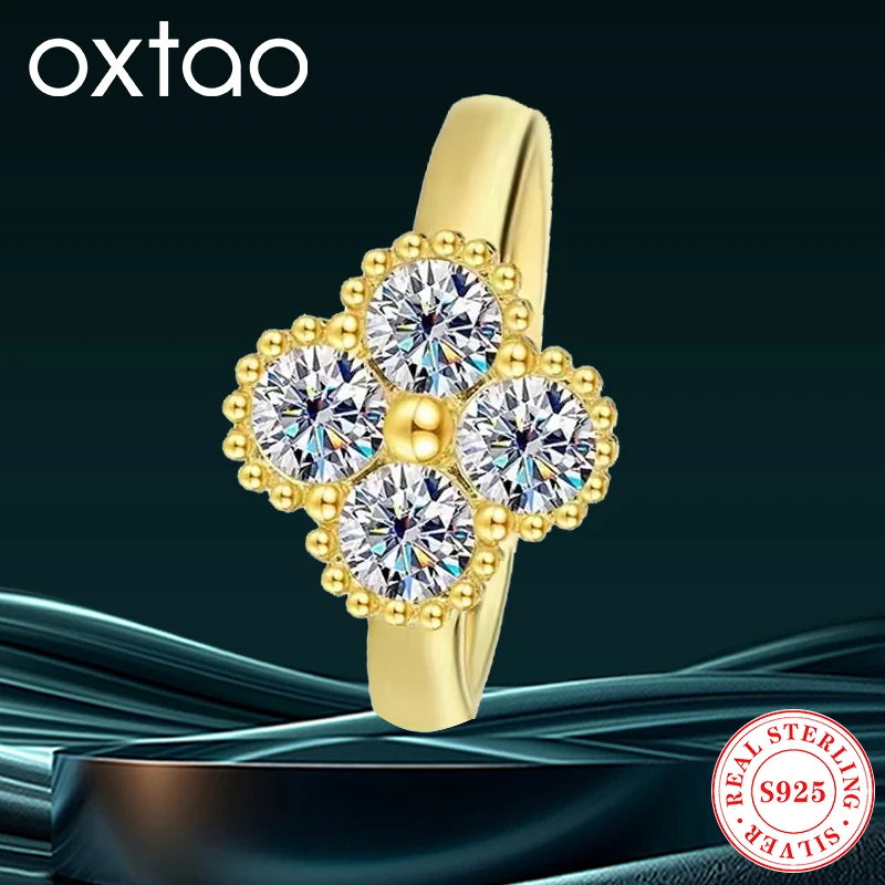 

Сертифицированное обручальное кольцо с четырьмя листами клевера, серебро S925, оригинальные кольца с бриллиантами из муассанита 4 мм, свадебное обещание, женские украшения