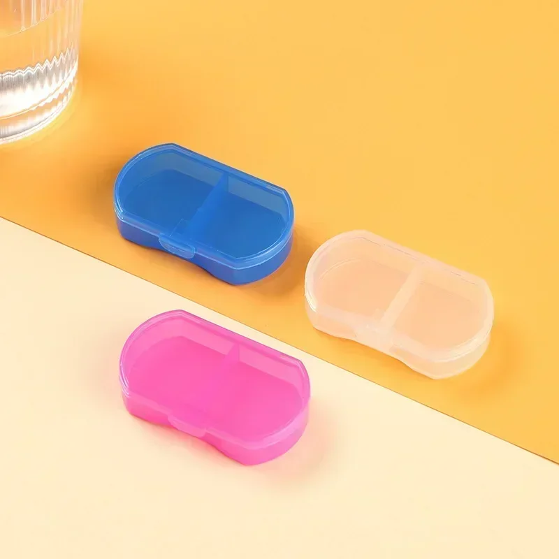 1PCS Pill Medicine Box Portable Drug Box Tablet Splitter Holder Storage Organizer Container Case Pillbox 2-Grids Mini Dispenser