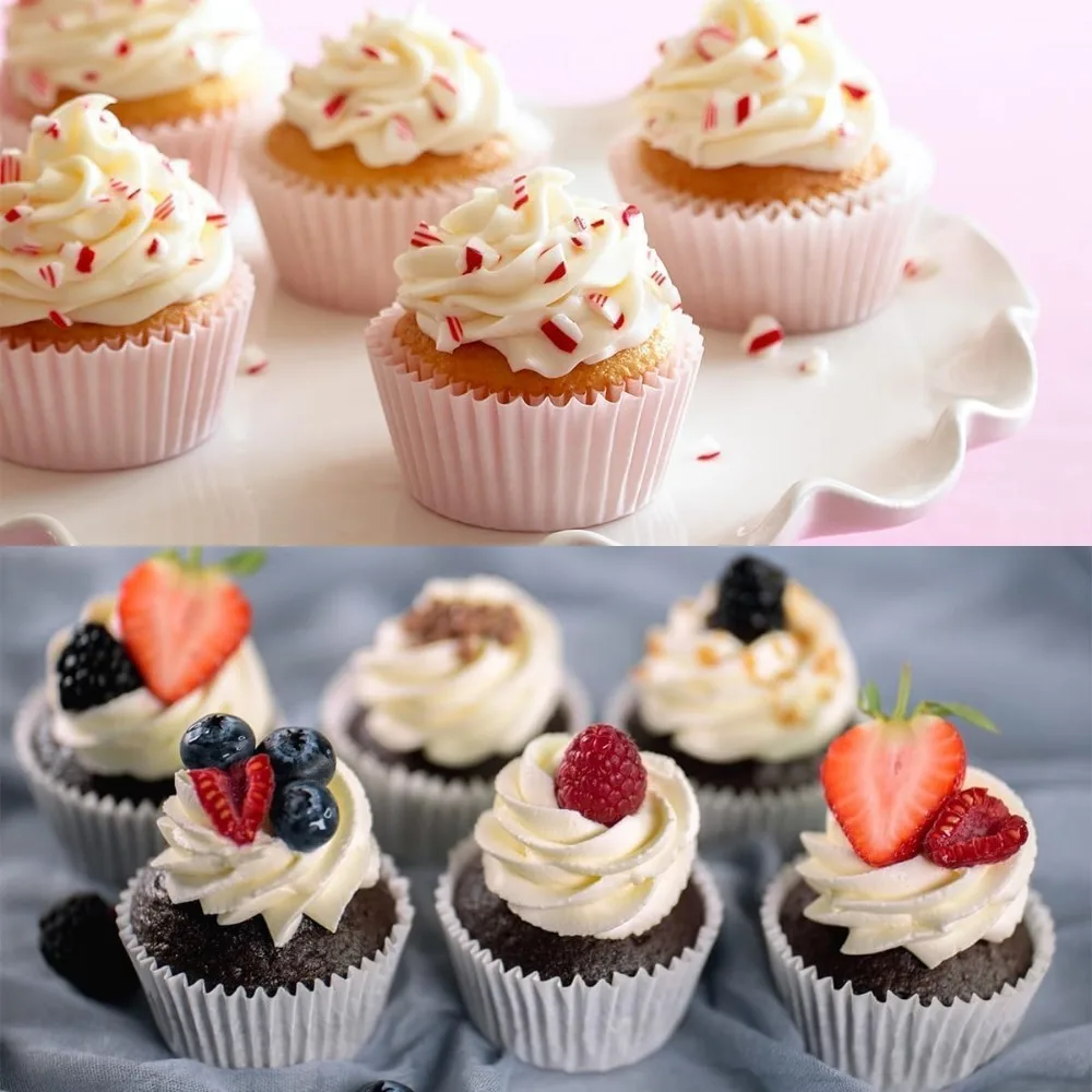 100 Count Non Stick Cupcake Liners Greaseproof Food Grade Baking Cups Microwave Safe Premium Paper Cups for Desserts Muffins