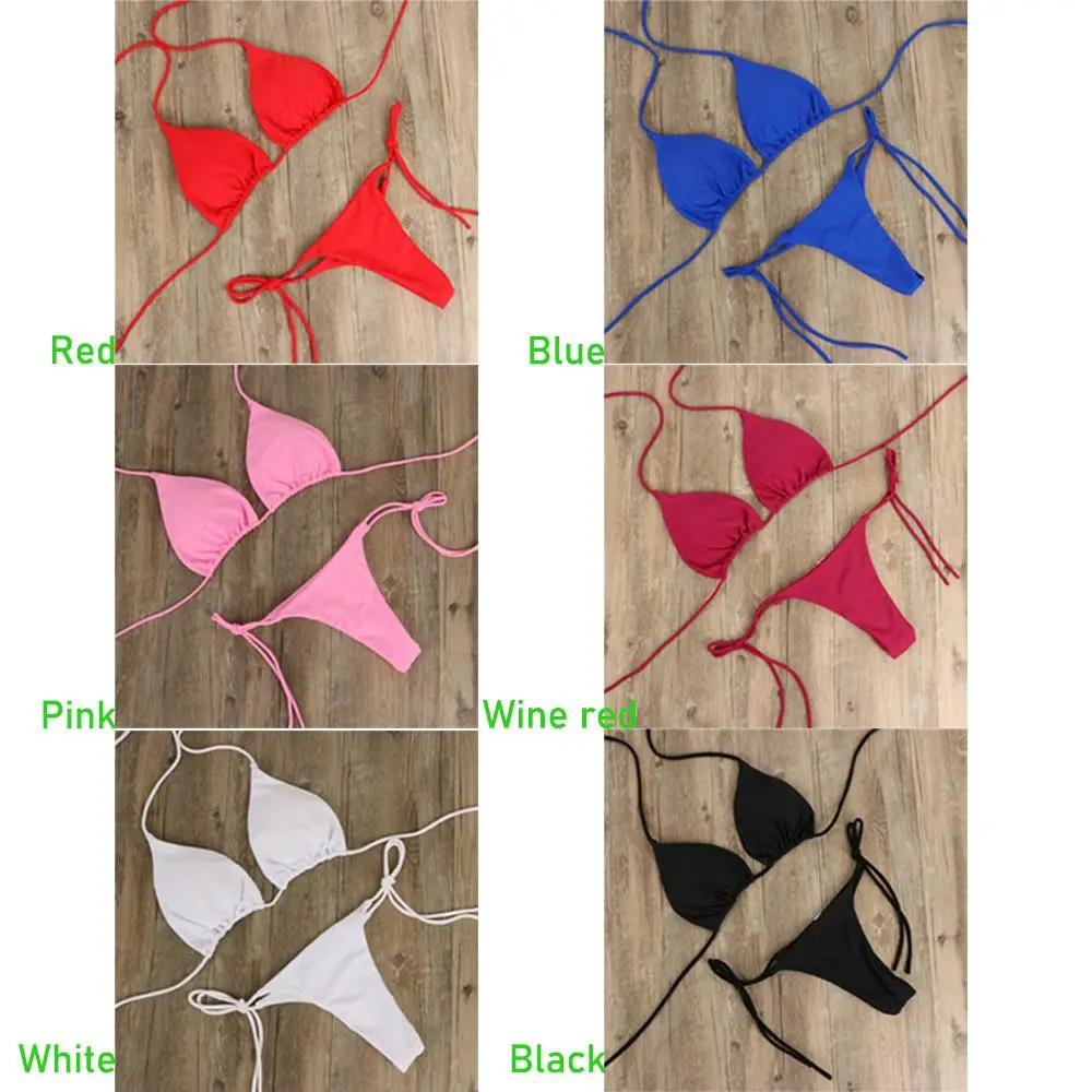 Mode Effen Kleur Sexy G-String String String Rugloze Badpak Badpak Badpak Brazlian Badmode Bikiniset