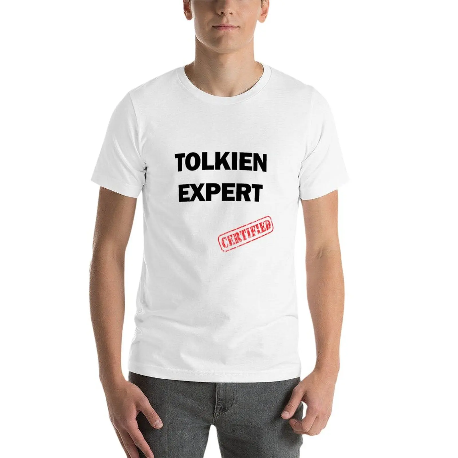 認定トールキン専門家 Tシャツ プリント入り Tシャツ 男性用 Tシャツ 男性用 100% コットン Tシャツ