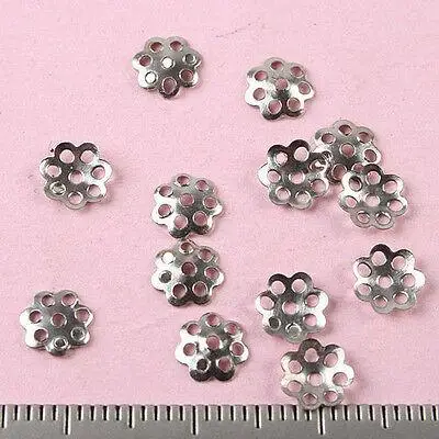 1000pcs 6mm Dull silver color craft striate bead caps findings H0206