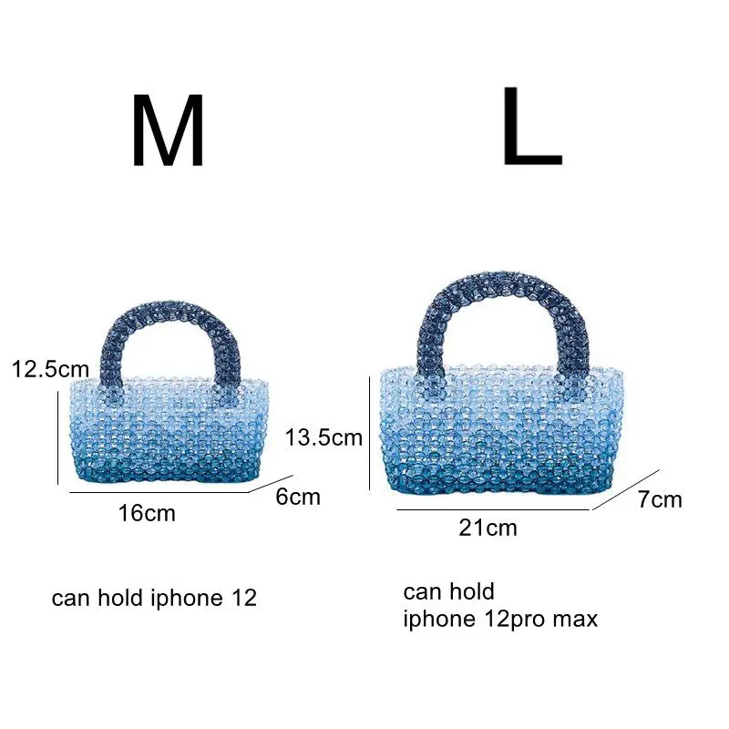 New Transparent Bead Beach Bags Women Summer Bead Acrylic High Quality Hand-woven Fashion Woven Beach Bag Exquisite Purses