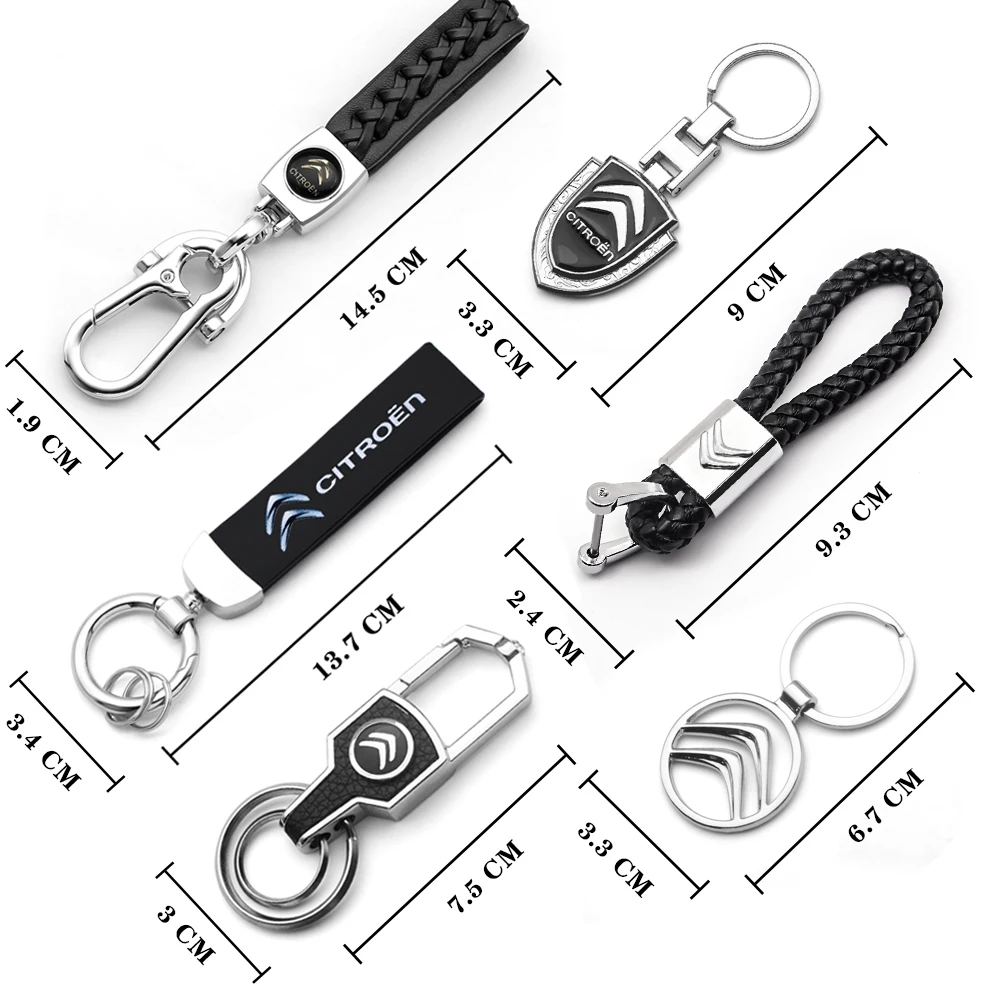 1 قطعة سيارة معدنية جلدية كيرينغ المفاتيح مفتاح حبل مفتاح ملصق لسيتروين C4 C3 كسارا C-Elysee C5 C1 C2 C6 C4L DS البلوز بيكاسو