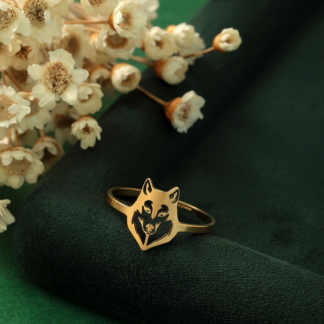 حلقة حزمة الذئب من الفولاذ المقاوم للصدأ ، حلقة ملفات قميص الذئب للرجال والنساء ، حلقة أمامية للذئاب ، رأس الذئب ، فن Svg وحيد