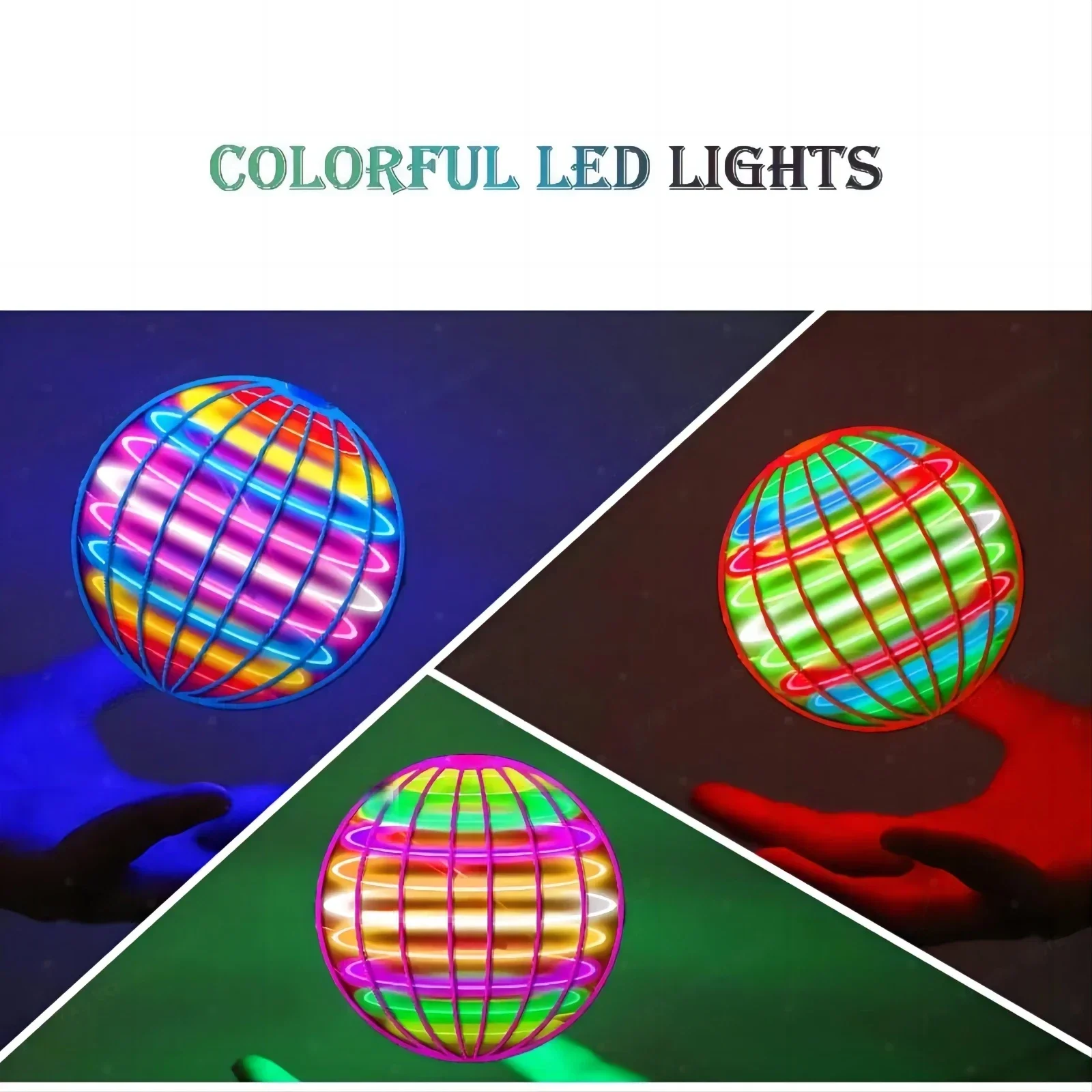 Globo cosmico LED a colori controllato a mano per bambini Flying Ball 360 °   Sfera di sospensione rotante adatta per giocattoli da interni ed esterni