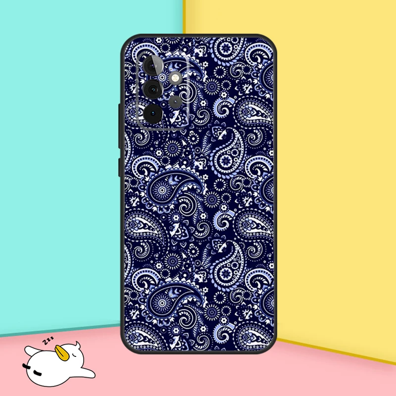 Blue Bandana Paisley Phone Case For Samsung Galaxy A15 A25 A35 A55 A53 A33 A13 A52 A32 A12 A51 A71 A14 A34 A54