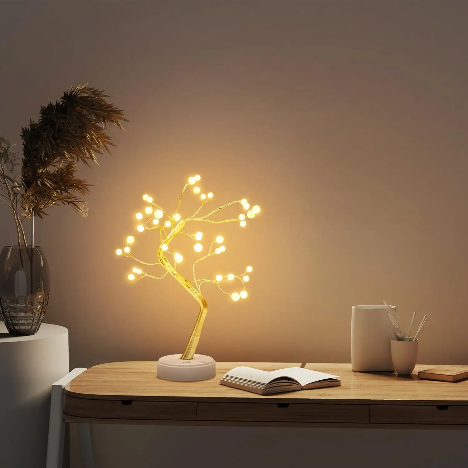 Fairy Light Tree Firefly PearlsTree Lamp Battery/USB Operated Adjustable Branches for Bedroom Home Xmas Decoration Night Light