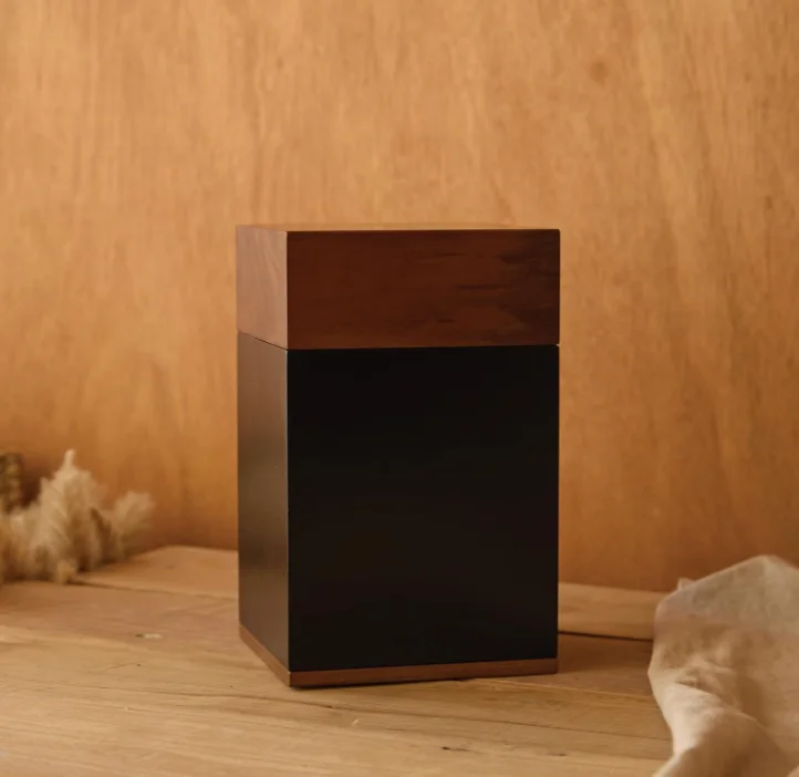 Wooden Pet and Human  Black Walnut Urn for Human Cremation Ash Wooden Urn for Fun Handmade Urn With Bag