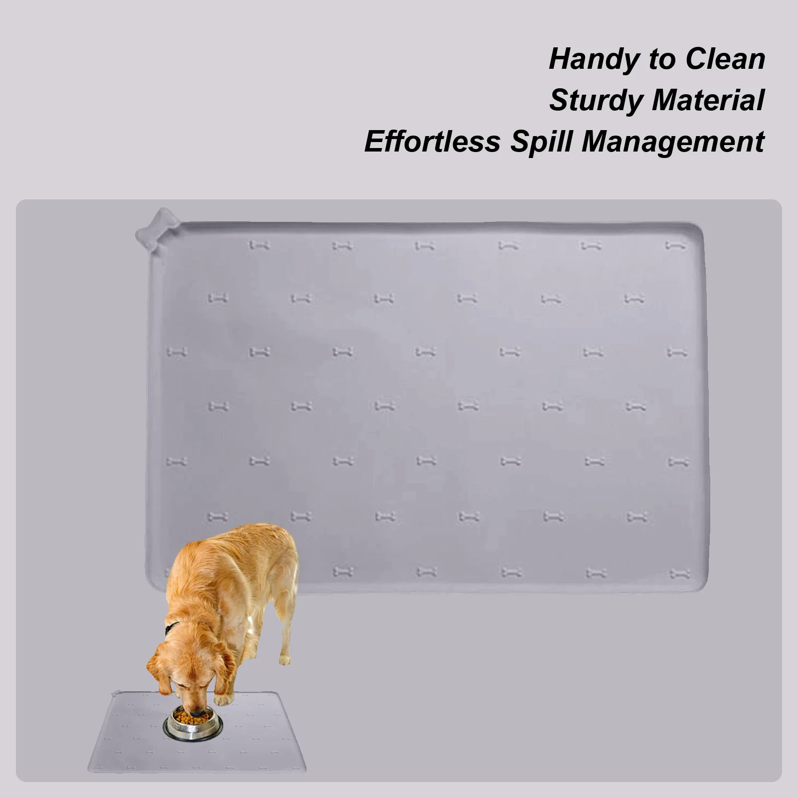 Dog Eating Mat Food Dispenser Pad 23.6 X 15.7 Inch Silicone Non-Slip Foldable Fast Drying Anti-Spill Pet Feeding Pad For Dogs