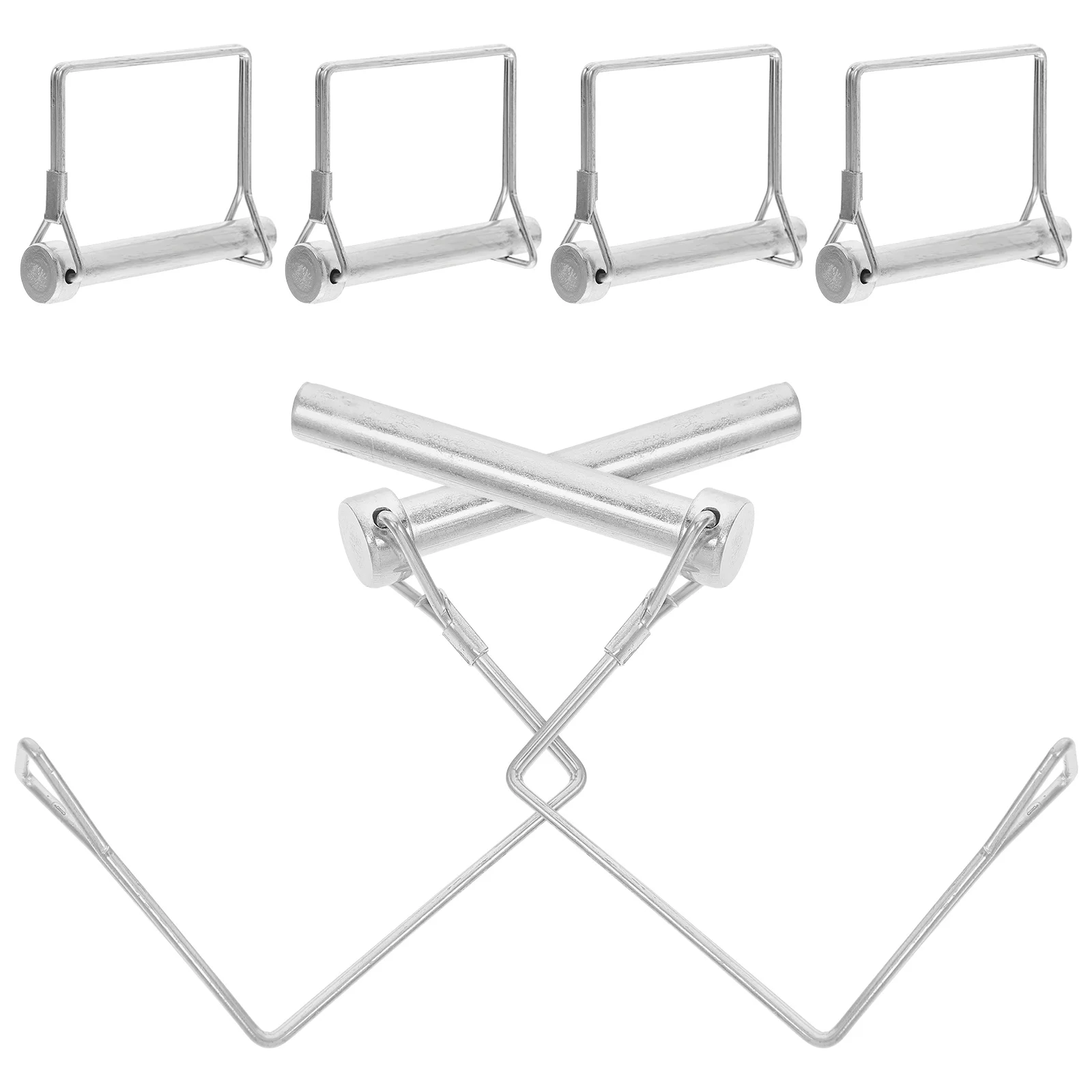 

6PCS Square Lock Pins Silver Carbon Steel Trailer Coupler Hitch Jack Pin Shaft Locking Position Clip Versatile Furniture