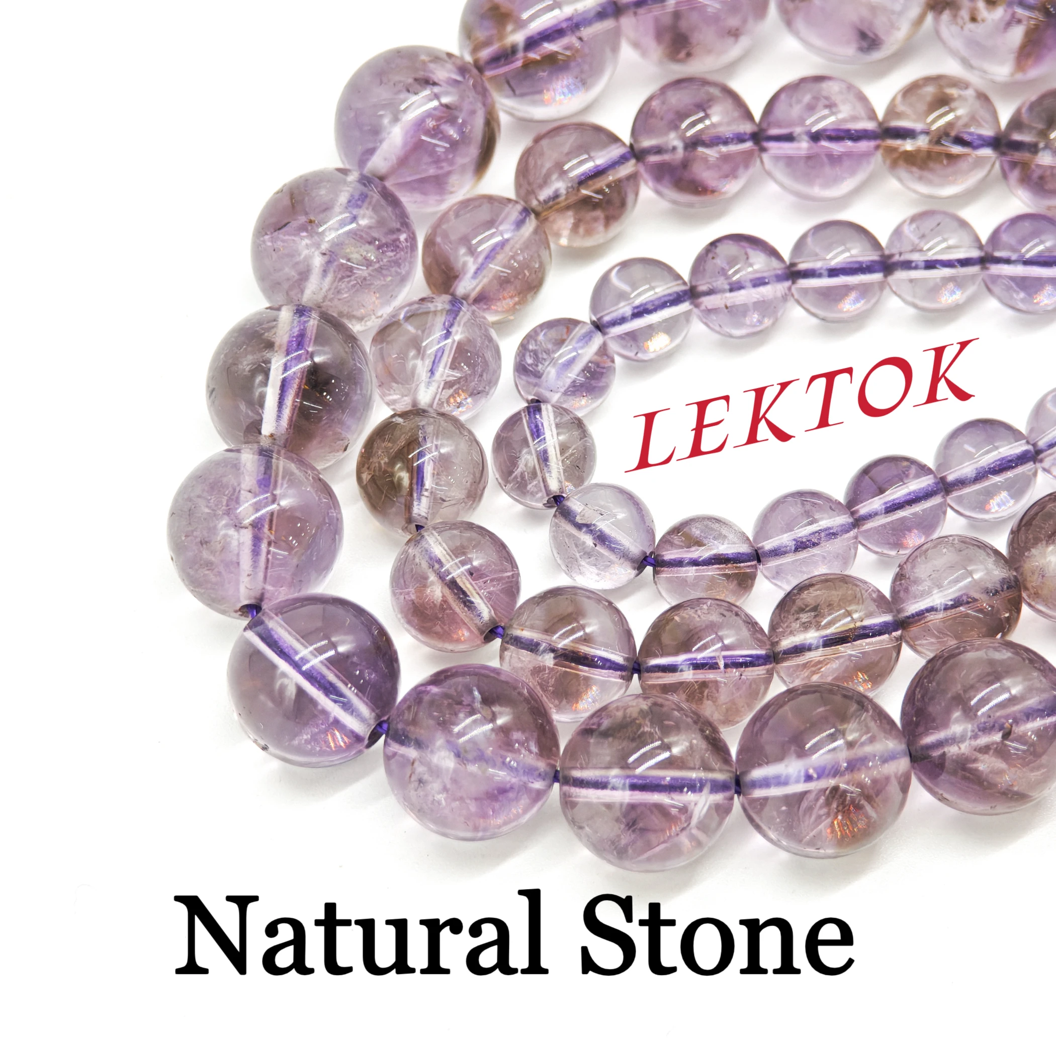 Natural Light Amethyst Beads  6mm 8mm 10mm Round - 15