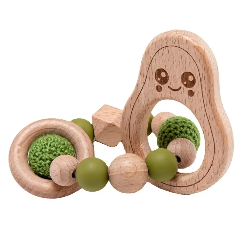 Dummy Clips Pacifier Holder Clips Avocado Soother Holder Baby Pacifier Chain Wood Odor Free Baby Teether Toys Straps Children