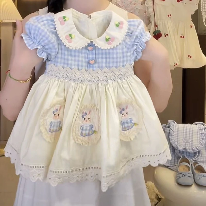 

Summer 2025 New Style Girls' Lolita Princess Dress for Young Children, Chic and Sweet Holiday Dress for Baby Girls.