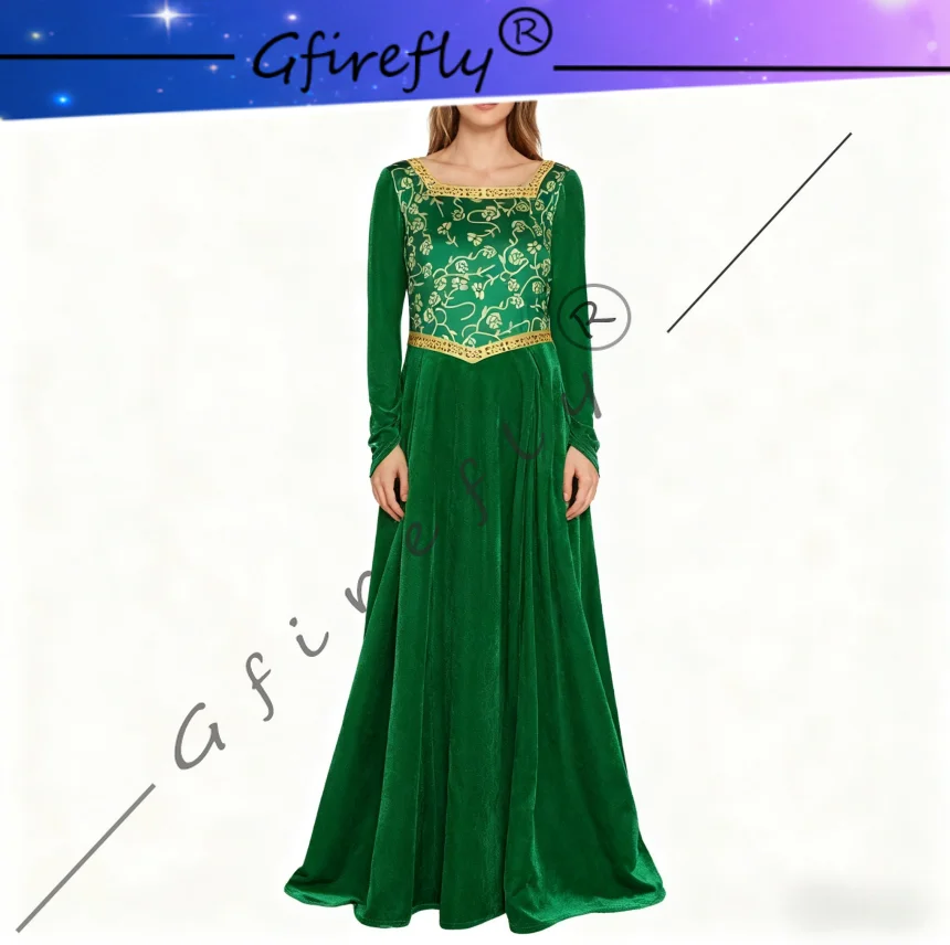 

Monster Shrek Cosplay Costume Green Dress Princess Fiona Cosplay Stage Performance Costume Halloween Party Costume