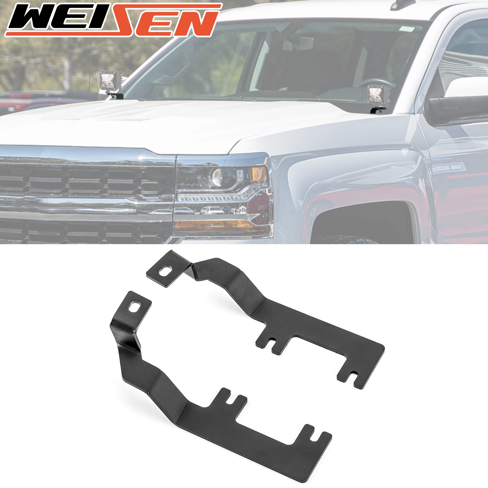 

For 2014-2018 Chevy Silverado GMC Sierra 1500 Car Hood Hinge LED Bracket Mount Fit Auxiliary Off Road LED Pod Light / Work Light