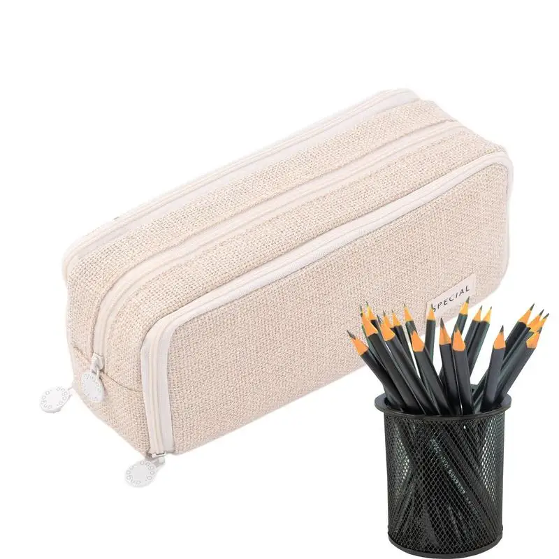 

Pencil Bag Organizer Large Capacity Pen Storage Case With 3 Compartment Multifunctional Stationery Supplies For School Teen Girl