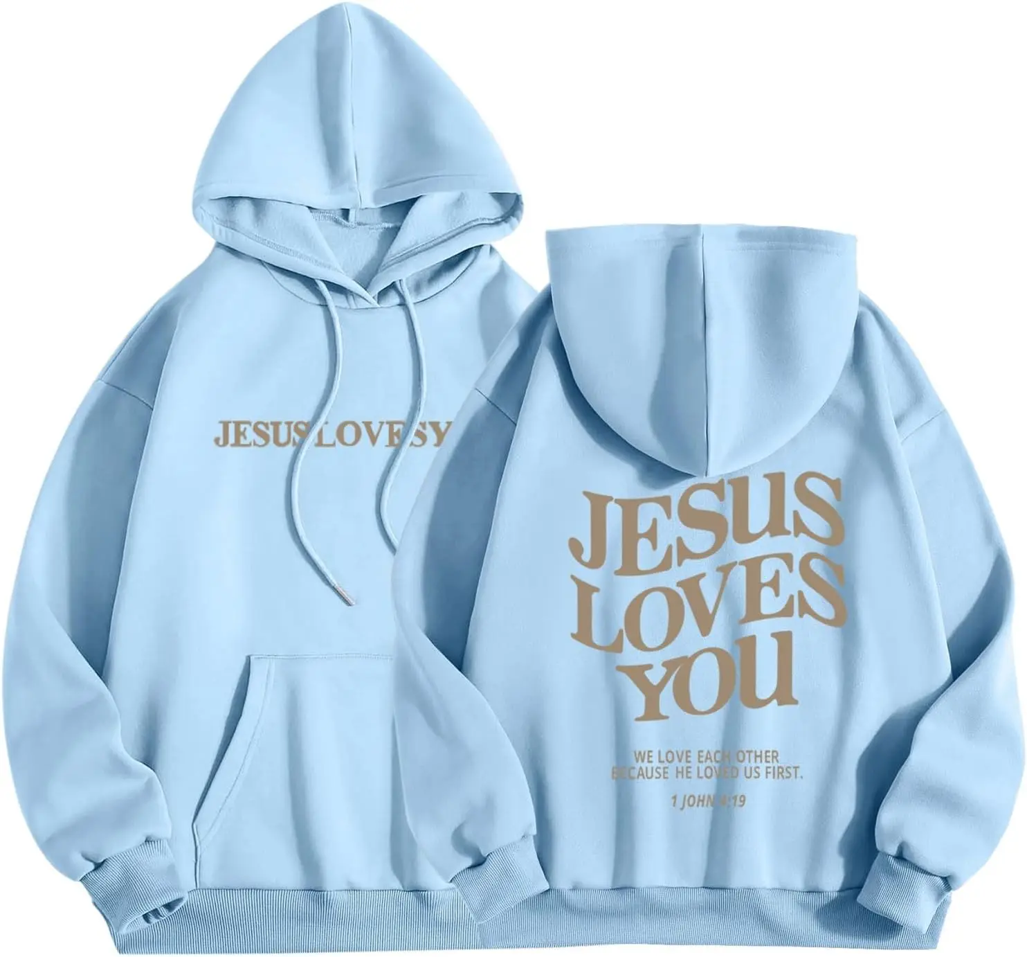 Jesus Loves You 후드티 여성용 기독교 스웨트 오버 사이즈 레터 프린트 Christian Hoodies 캐주얼 긴 소매 풀오버