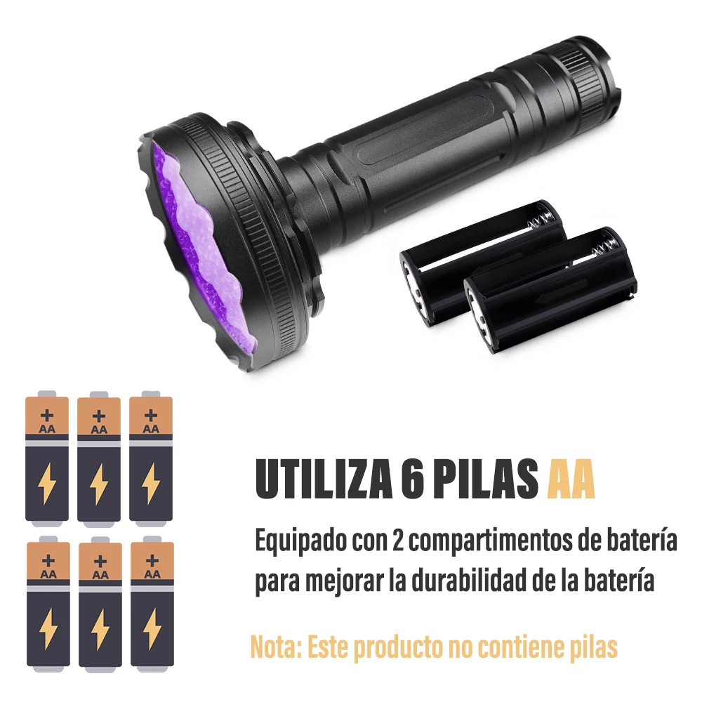 Linterna UV con 128 led, lámpara de luz ultravioleta de 395nm, Detector de luz negra para orina de perro, manchas de mascotas y insectos de cama