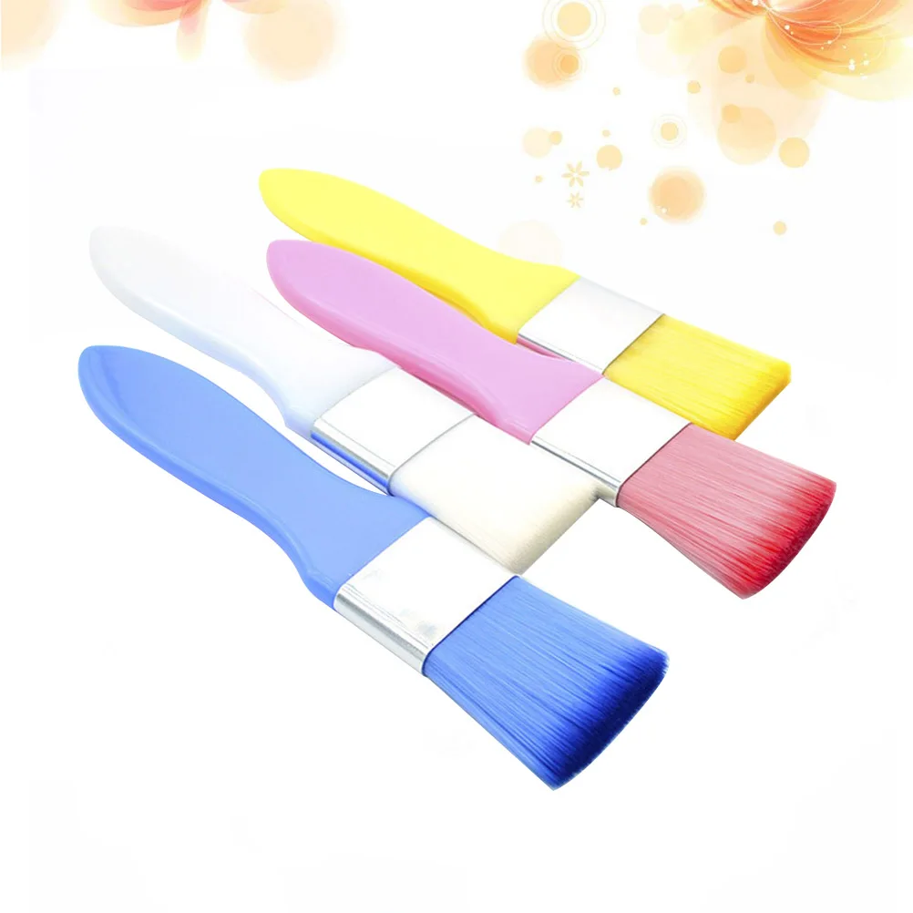 

4pcs Facial Applicator Brushes Skin Care Tool Makeup Applicator Soft Fiber Reusable Blue Pink White Yellow Mask Brush