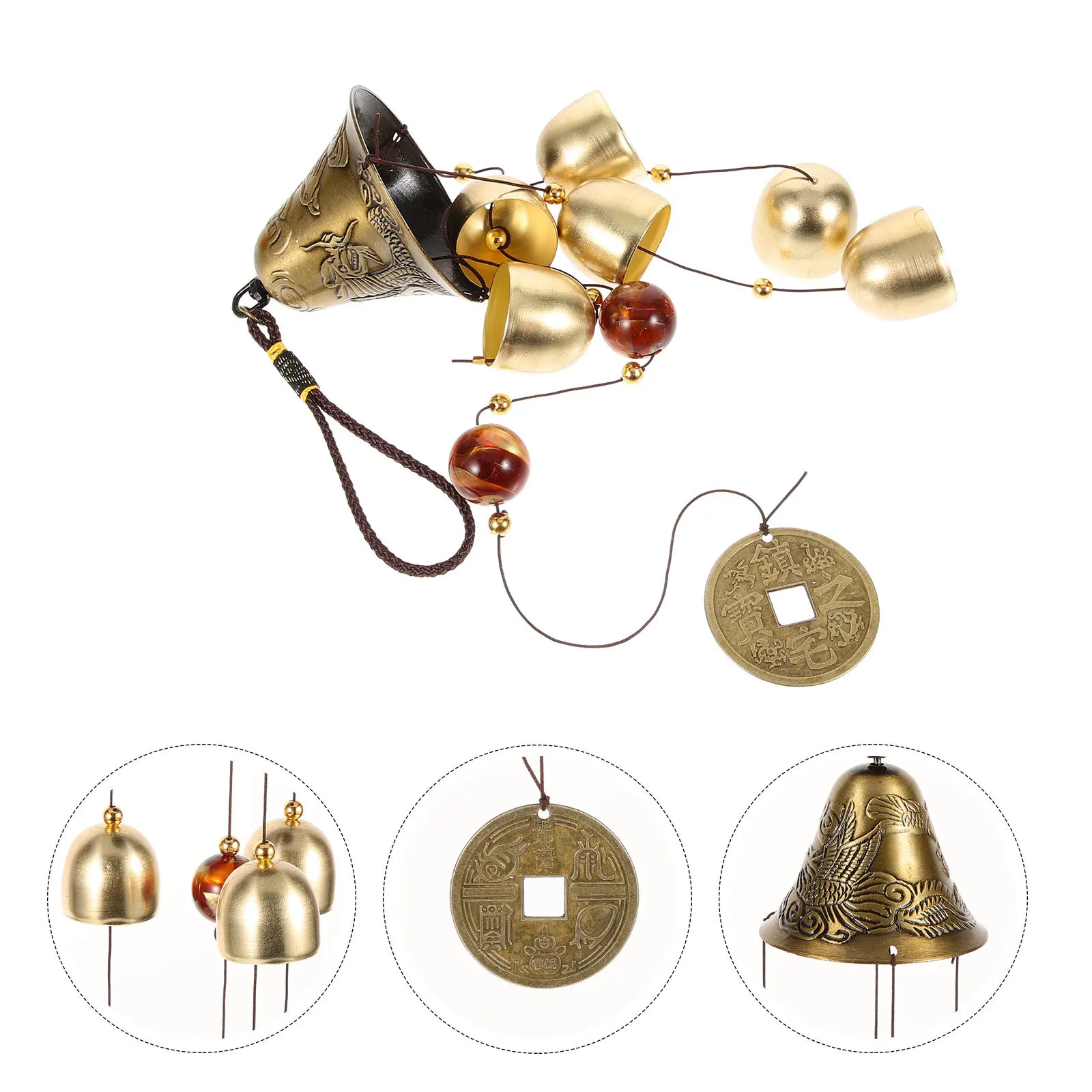 

Copper Alloy Dragon Wind Chime Lucky Hanging Decor For Garden Balcony Porch Vintage Chinese Style Pendant Retro Windchime