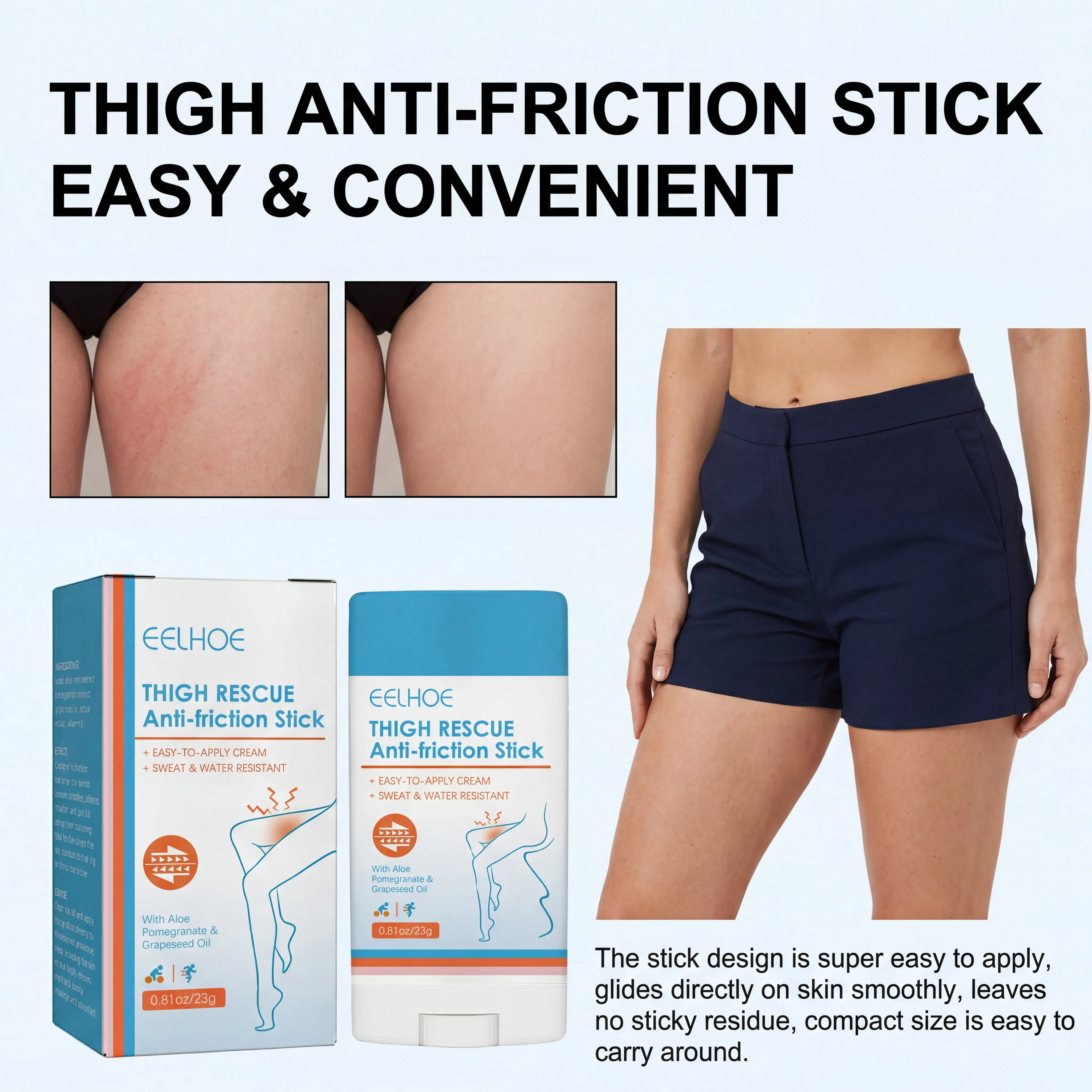 1/2/3/4/5 Pcs Anti Chafing Stick Flaky Thigh Skin Care Stabilizing Restoring Soothing Redness Long Lasting Moisturization Balm