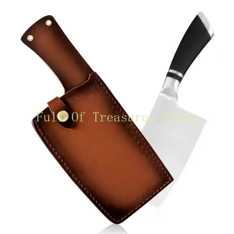 Camping Chinese Knife Edge Guards Leather Case Covers Sheath On Forged Butcher Knife Chef's Knife Tied To Belt Outdoor Tool