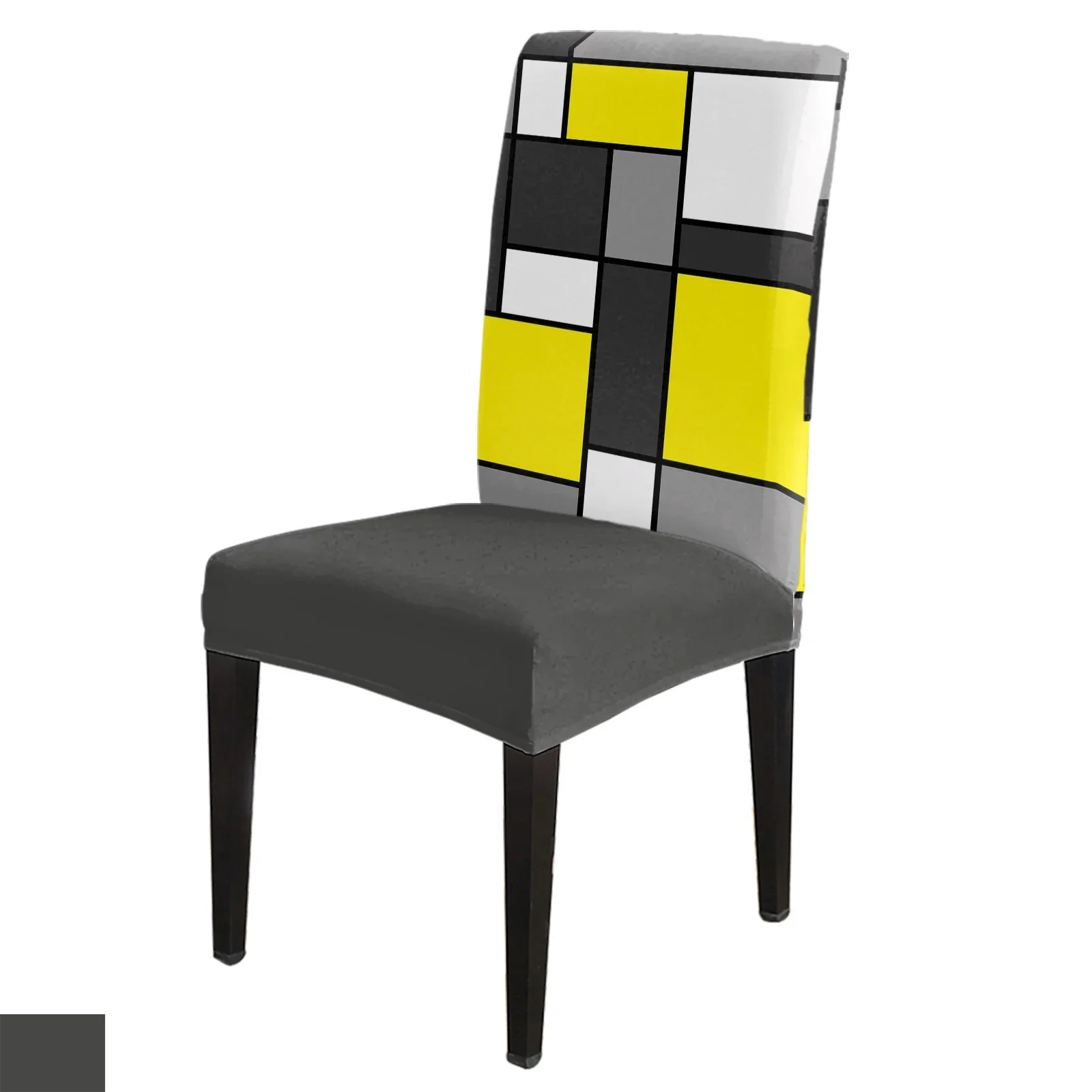 Geometric Figures Yellow Abstract Dining Chair Cover 4/6/8PCS Spandex Elastic Chair Slipcover Case for Wedding Home Dining Room