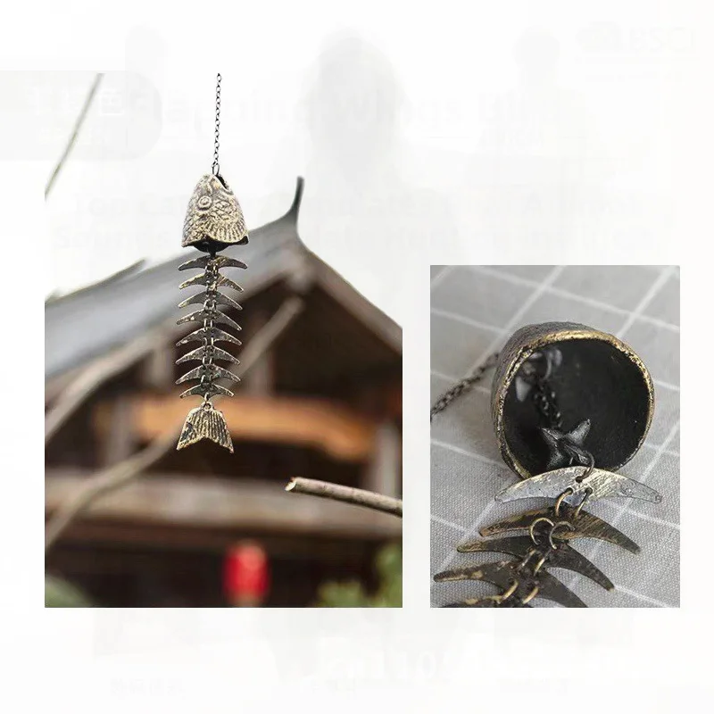 Vintage Cast Iron Wind Chells Southern Iwate Temple Iron Metal Hanging Door Ornaments Bell Gift Pendant