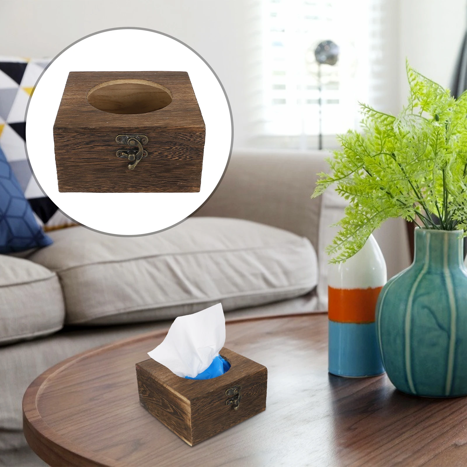 

Wooden Tissue Box Holder Retro Style High Quality Wood Grain Home Decor Bathroom Living Room Napkin Container