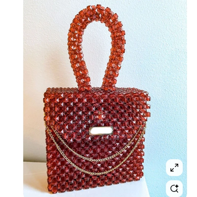 

New Fashionable Square Handmade Beaded Flip Cover Women's Bag with Ins Design Customizable Color Ladies Handbag for Wholesale