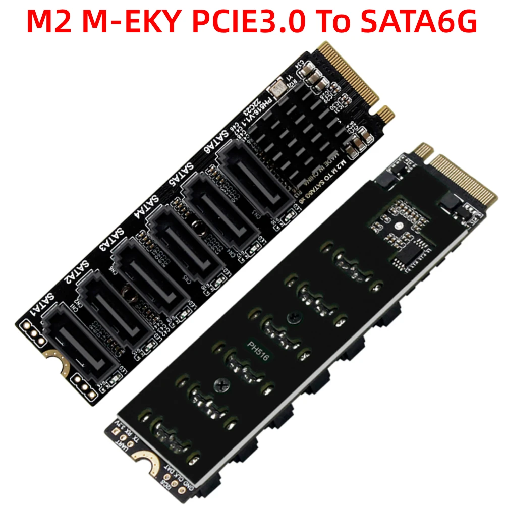 

M2 M-EKY PCIE3.0 To SATA6G Expansion Card 16000 MB/s Transmission Speed PCIE Riser PCI Expansion Card for Hard Disk Support SATA