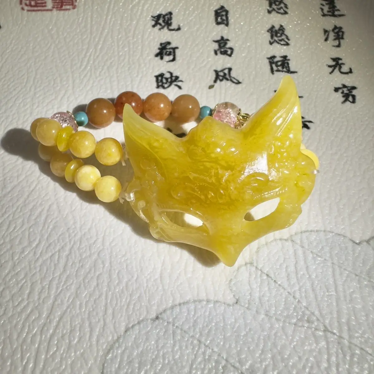 

Xiuyan jade bracelet, fox mask bracelet, flower jade fox mask bracelet, custom-made pure natural jade