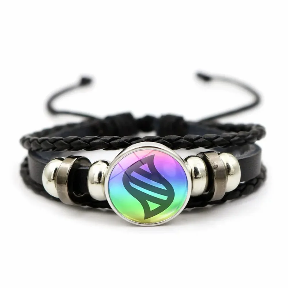 Weave Leather Bracelet Glass Cabochon Adjustable Bangle Jewelry for Women  Gift image 2