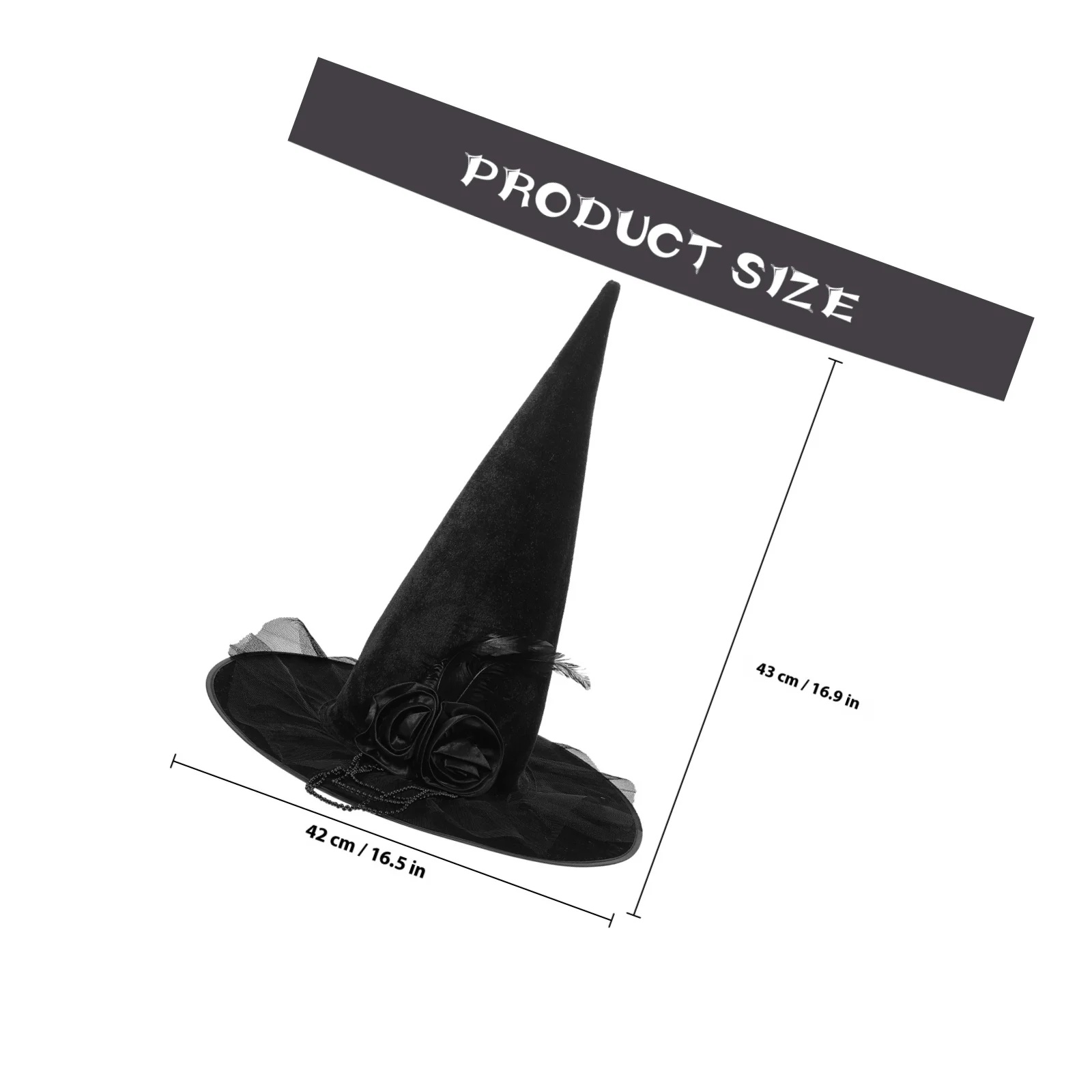 Halloween Witch Hat Women Classic Wide Brim Lightweight Witch Cap Cosplay Prop Halloween Costume Accessory Party Photo