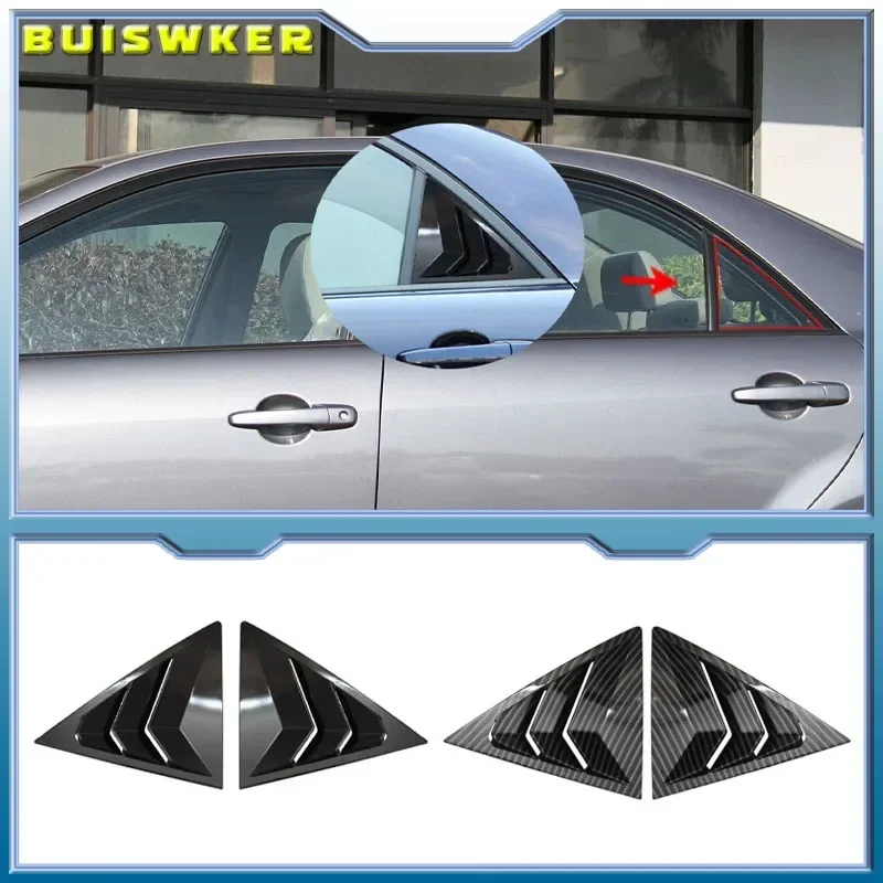

For Mazda 6 2002-2016 Car Rear Louver Window Side Shutter Cover Trim Sticker Vent Scoop ABS Carbon Fiber Style Gloss Black