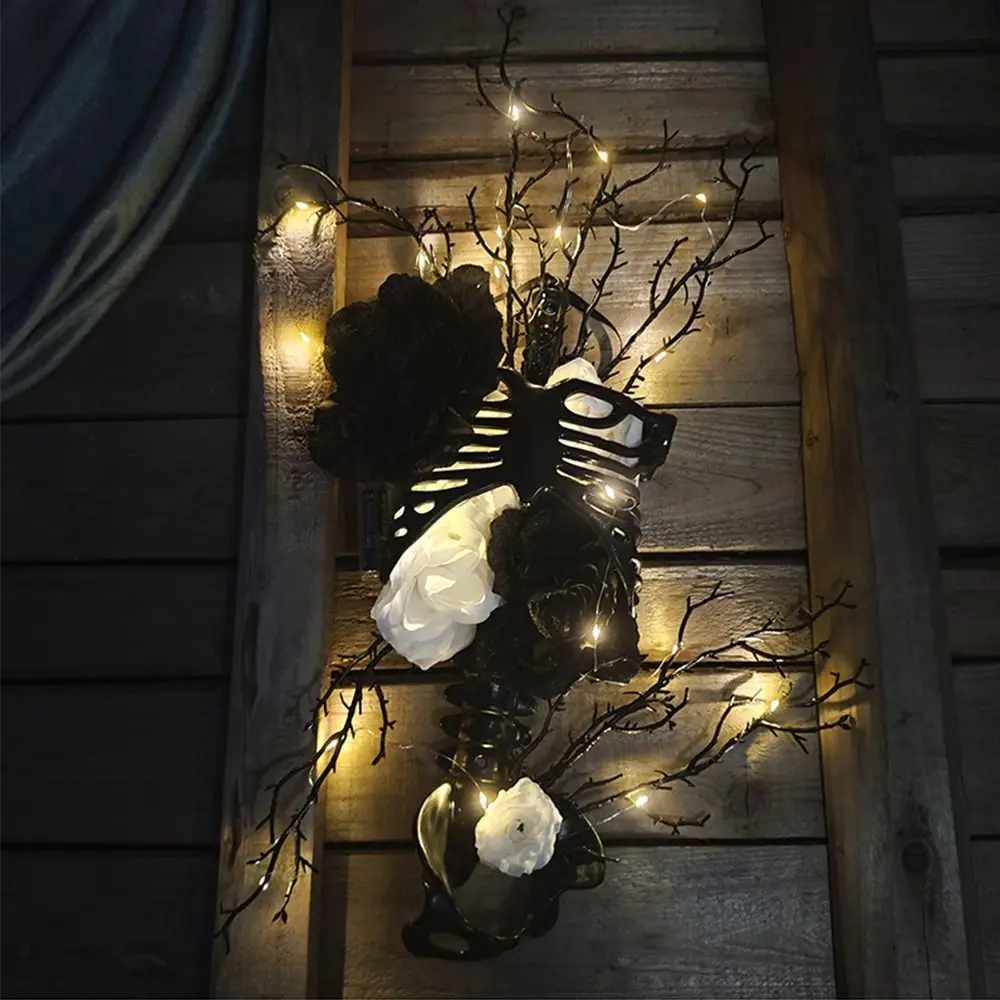 Novel Gothic Halloween Decor Witchy Spooky Floral Skeleton Torso Easy to Assemble Wall Display