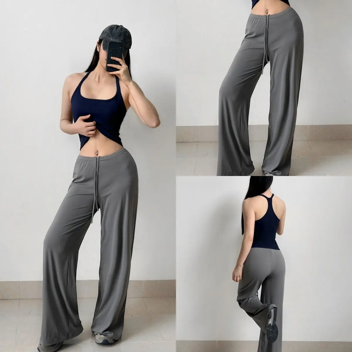 Pantalon de Yoga à jambes larges et douces pour femmes, taille élastique, rafraîchissant, respirant,