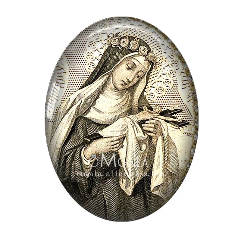Vintage The Virgin Mary and Jesus Art Paintings 13x18mm/18x25mm/30x40mm Oval photo glass cabochon demo flat back Making findings