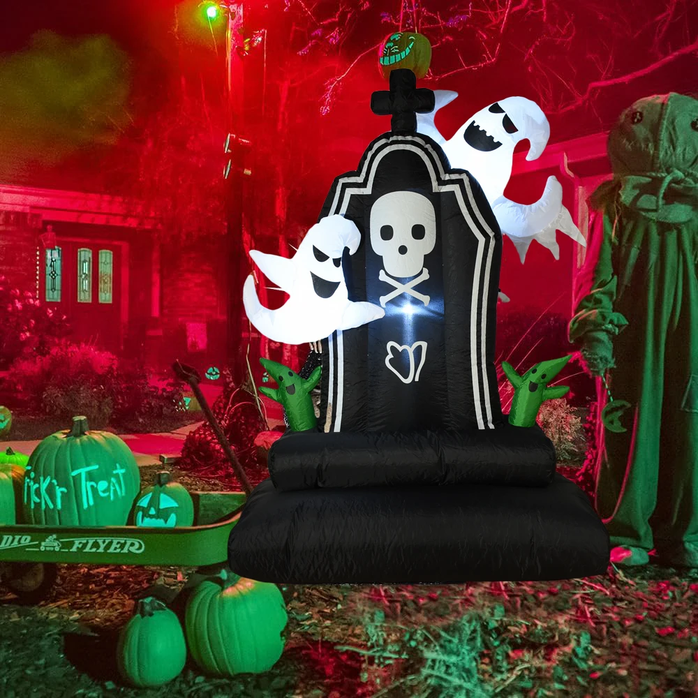

Страшный Хэллоуин надувной надгробие призрак уличные украшения со светодиодными фонарями взорвать надгробие двор сад газон патио декор