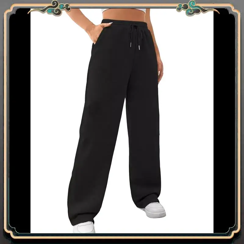 

B11A-Females Спортивные штаны Осенние мешковатые широкие спортивные штаны Прямые спортивные штаны на флисовой подкладке