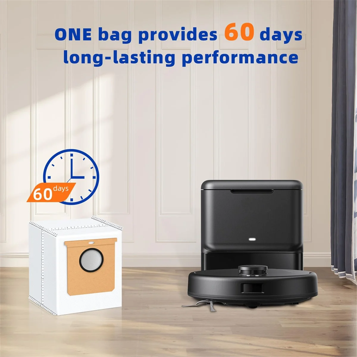 L50 ,L60 자체 비어있는 스테이션, 2.5 L 대용량 진공 먼지 처리 가방용 FZFZ 14 팩 교체 먼지 봉투