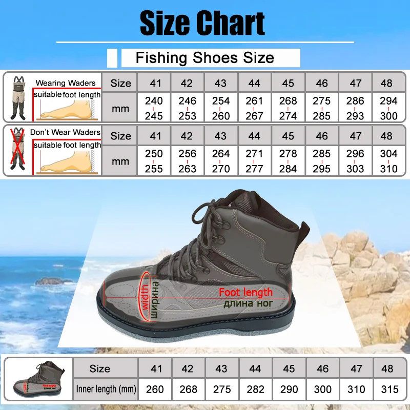 Fishing Shoes, Rubber or Felt Boots, Fly Fishing Wading Shoes. Outdoor Hunting Boots, Reef Rock Fishing Shoes for Fishing Suit